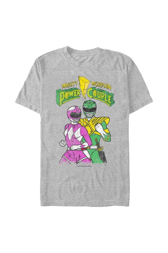 Men's Power Rangers Mighty Morphin Power Couple Graphic Tee Athletic Heather Small