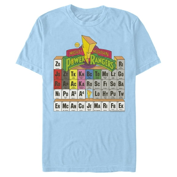 Men's Power Rangers Periodic Table  Graphic Tee Light Blue Large