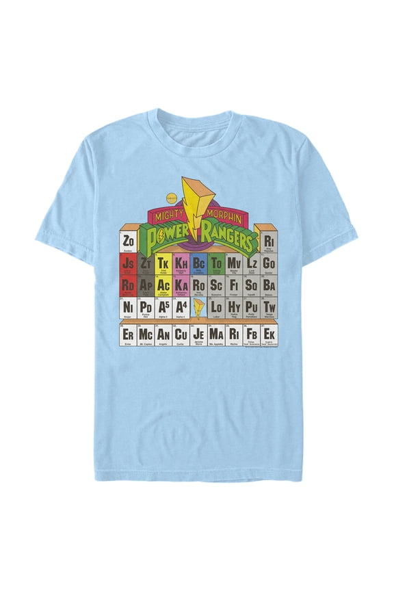 Men's Power Rangers Periodic Table Graphic Tee Light Blue X Large
