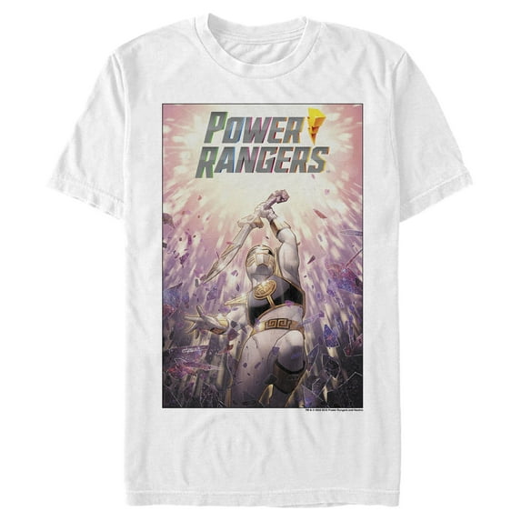Men's Power Rangers Ranger Poster Graphic Tee White Medium