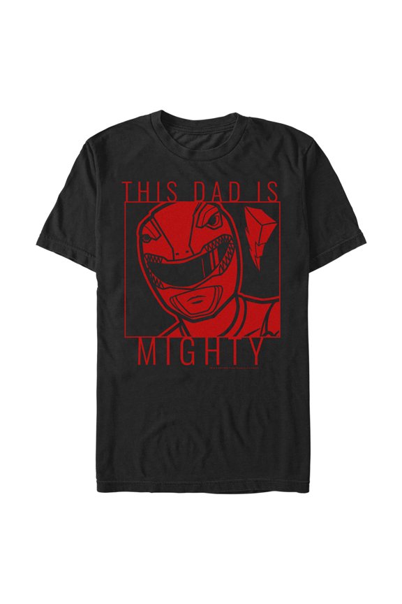 Men's Power Rangers Red Ranger This Dad Is Mighty Graphic Tee Black Medium