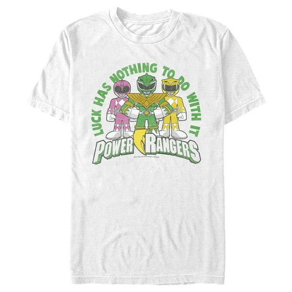Men's Power Rangers St. Patrick's Day Luck has Nothing to do with It  Graphic Tee White Large