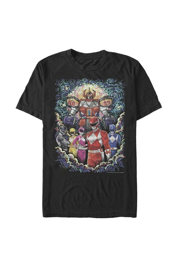 Men's Power Rangers Starry Night  Graphic Tee Black 2X Large