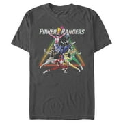 Mens Power Rangers Triangle Formation Graphic Tee Charcoal 2X Large