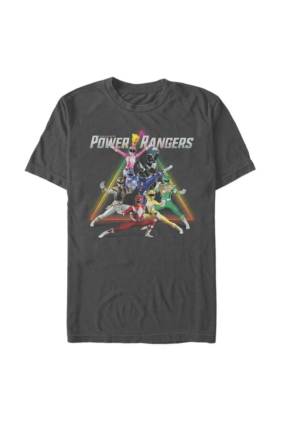 Men's Power Rangers Triangle Formation  Graphic Tee Charcoal Large