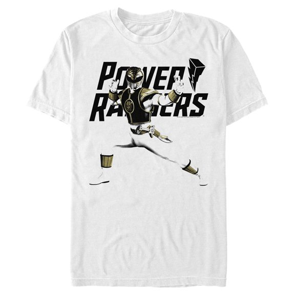 Men's Power Rangers White Ranger Fighting Stance Graphic Tee White 2X Large