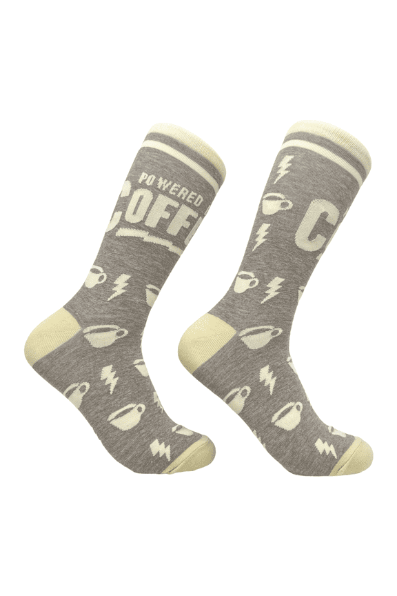 Men's Powered By Coffee Socks Funny Caffeine Lovers Novelty Socks