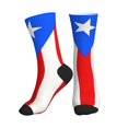 thumbnail image 1 of Men's Pr Puerto Rico-Flag Novelty Athletic Socks Women's Digital Printing Funky Patterned Crew Socks, 1 of 7