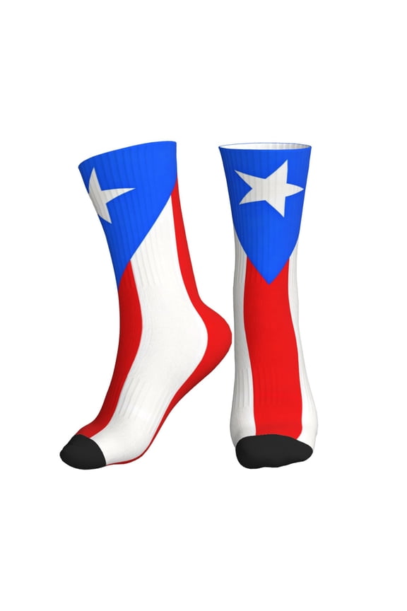Men's Pr Puerto Rico-Flag Novelty Athletic Socks Women's Digital Printing Funky Patterned Crew Socks
