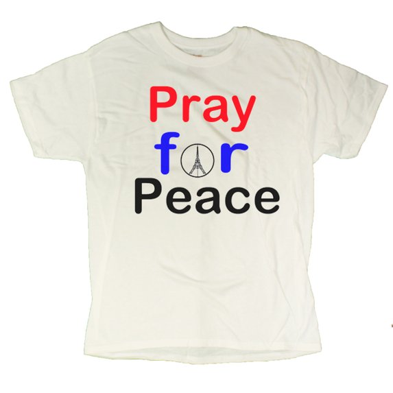 Men's Pray For Peace Paris Peace Sign T-Shirt (white, x-large)