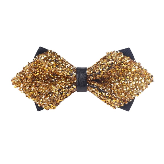Men's Pre-Tied Sequin Bow Tie, Adjustable Glitter Bowtie, Wedding Party Accessories, Formal Event Bow Tie, Clip-On Sparkly Bowtie, Prom Night Bow Tie, Elegant Evening Wear - Yellow