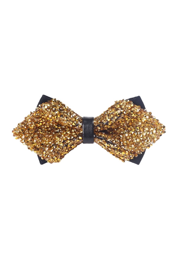 Men's Pre-Tied Sequin Bow Tie, Adjustable Glitter Bowtie, Wedding Party Accessories, Formal Event Bow Tie, Clip-On Sparkly Bowtie, Prom Night Bow Tie, Elegant Evening Wear - Yellow