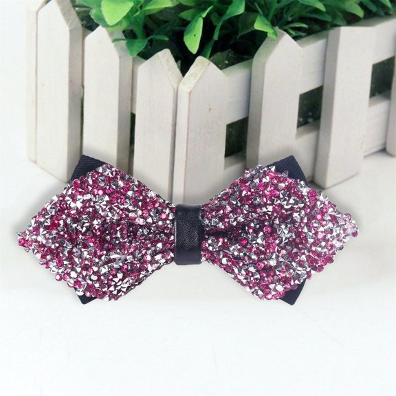 Men's Pre-Tied Sequin Bow Tie, Adjustable Glitter Bowtie, Wedding Party Accessories, Formal Event Bow Tie, Clip-On Sparkly Bowtie, Prom Night Bow Tie, Elegant Evening Wear - Hot Pink