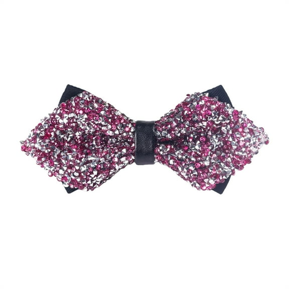 Men's Pre-Tied Sequin Bow Tie, Adjustable Glitter Bowtie, Wedding Party Accessories, Formal Event Bow Tie, Clip-On Sparkly Bowtie, Prom Night Bow Tie, Elegant Evening Wear - Hot Pink