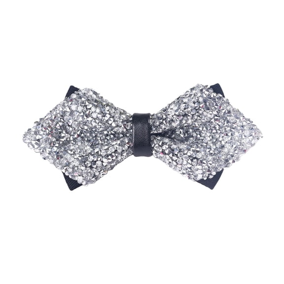 Men's Pre-Tied Sequin Bow Tie, Adjustable Glitter Bowtie, Wedding Party Accessories, Formal Event Bow Tie, Clip-On Sparkly Bowtie, Prom Night Bow Tie, Elegant Evening Wear - White