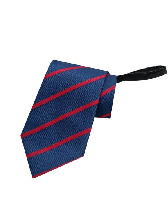 Men's Pre-tied Zipper Tie - Stripe Adjustable Necktie, Business Wedding Party Accessories
