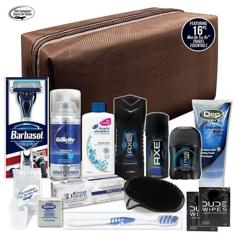 Convenience Kits International Men's Premium 15-Piece Kit wth Travel Size  TSA Compliant Essentials, Featuring: Head & Shoulders Dandruff Shampoo