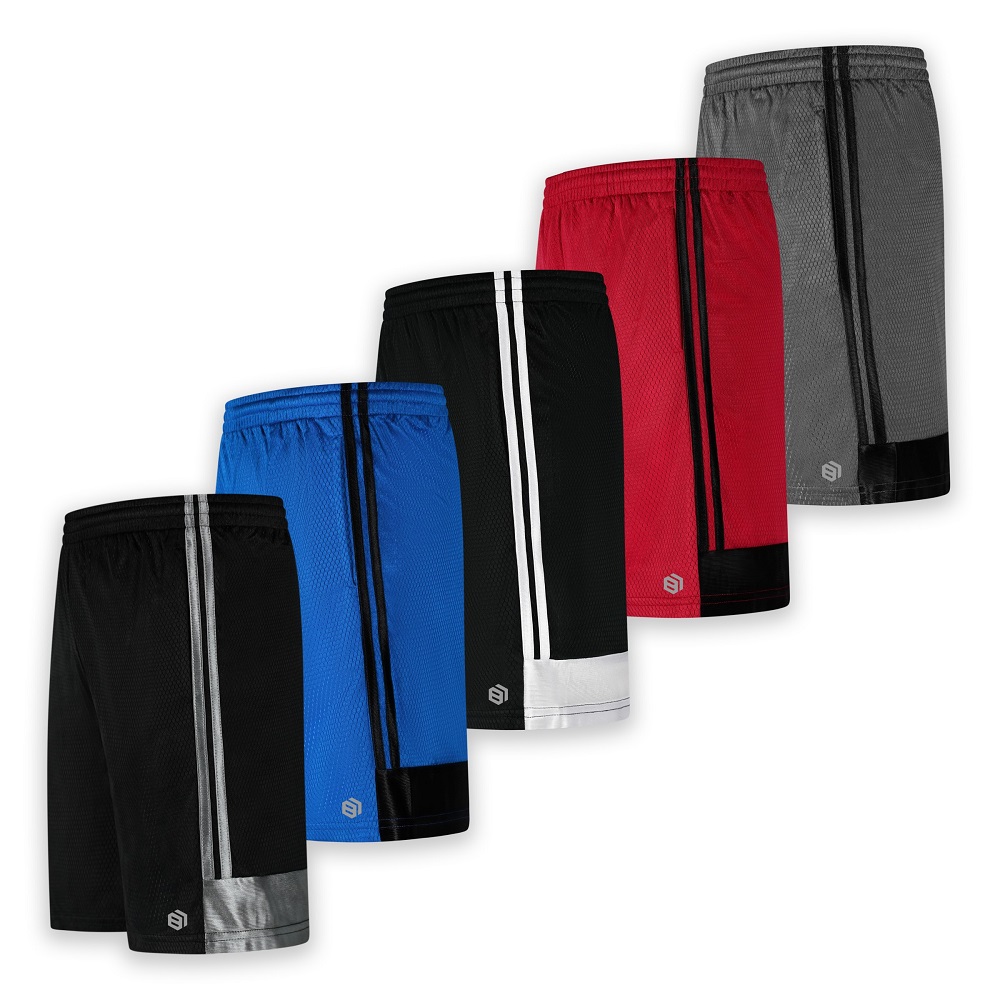 Men's Premium Active Athletic Performance Shorts with Pockets - 5 Pack - image 1 of 7