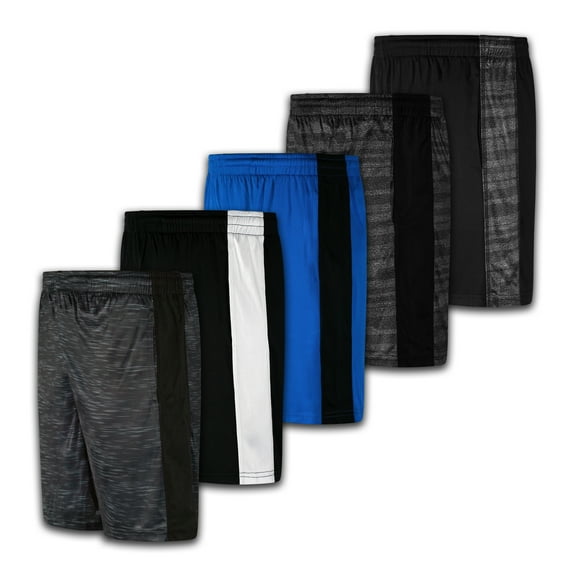 Men's Premium Active Athletic Performance Shorts with Pockets - 5 Pack