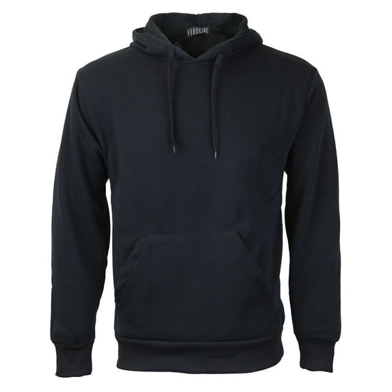 Men's Premium Athletic Drawstring Fleece Lined Sport Gym Sweater Pullover Hoodie (Black,XL)