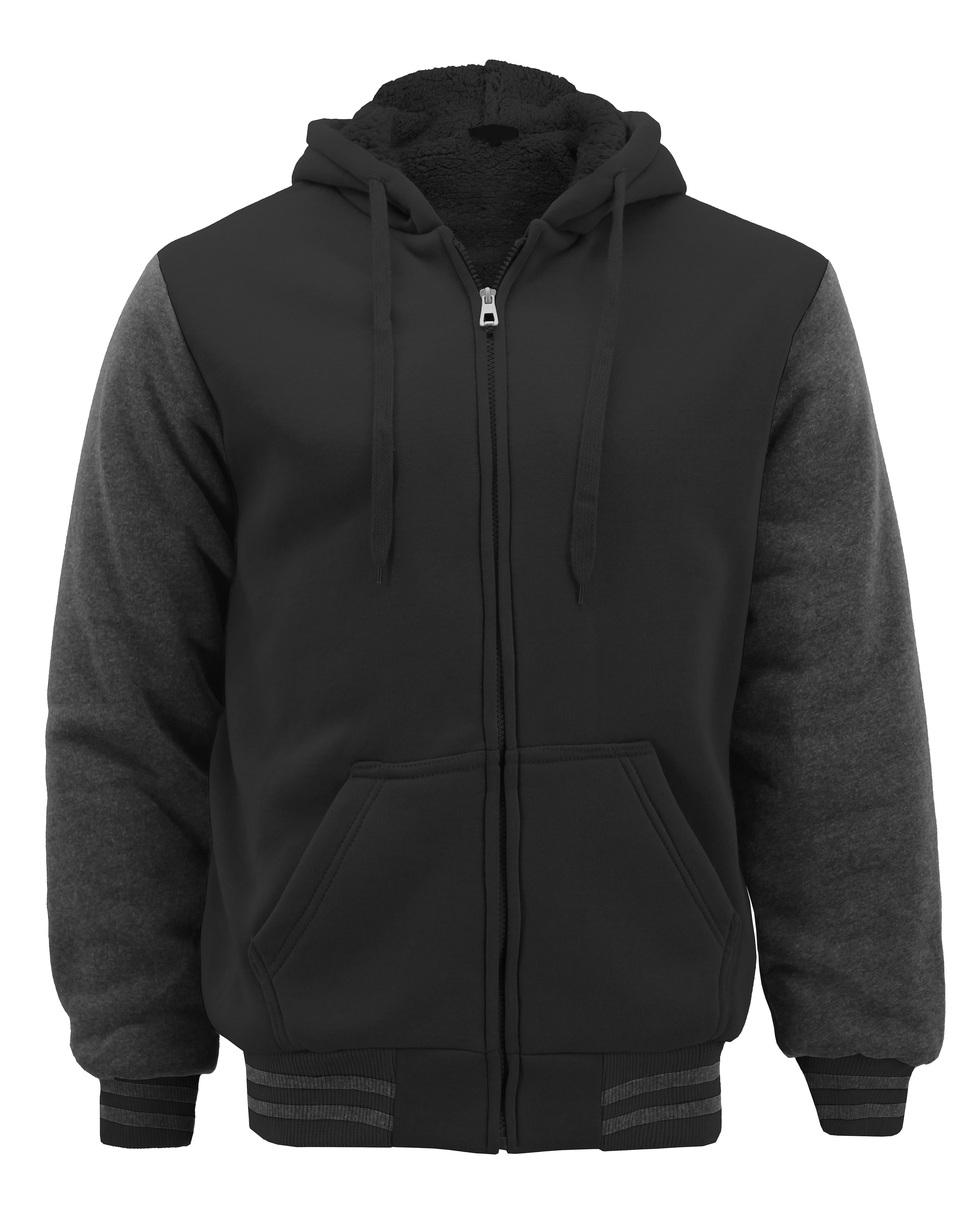 Men's Premium Athletic Soft Sherpa Lined Fleece Zip Up Hoodie Sweater  Jacket (Black,4XL)