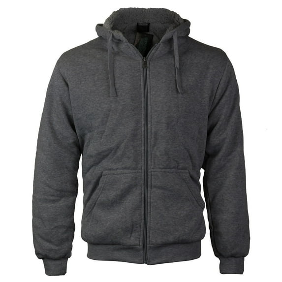 Men's Premium Athletic Soft Sherpa Lined Fleece Zip Up Hoodie Sweater Jacket (Dark Grey,4XL)