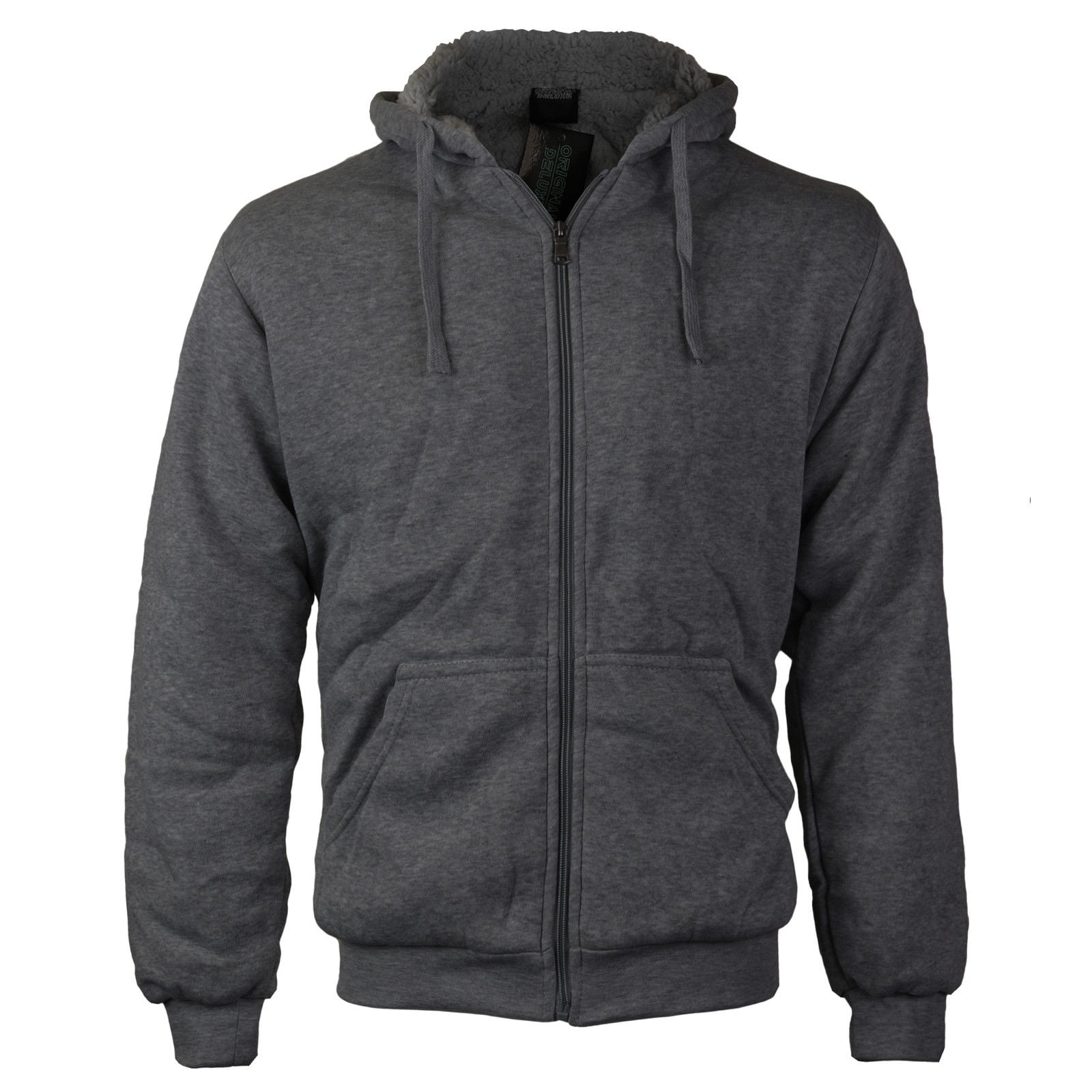 Men's Premium Athletic Soft Sherpa Lined Fleece Zip Up Hoodie Sweater  Jacket (Dark Grey,XL)