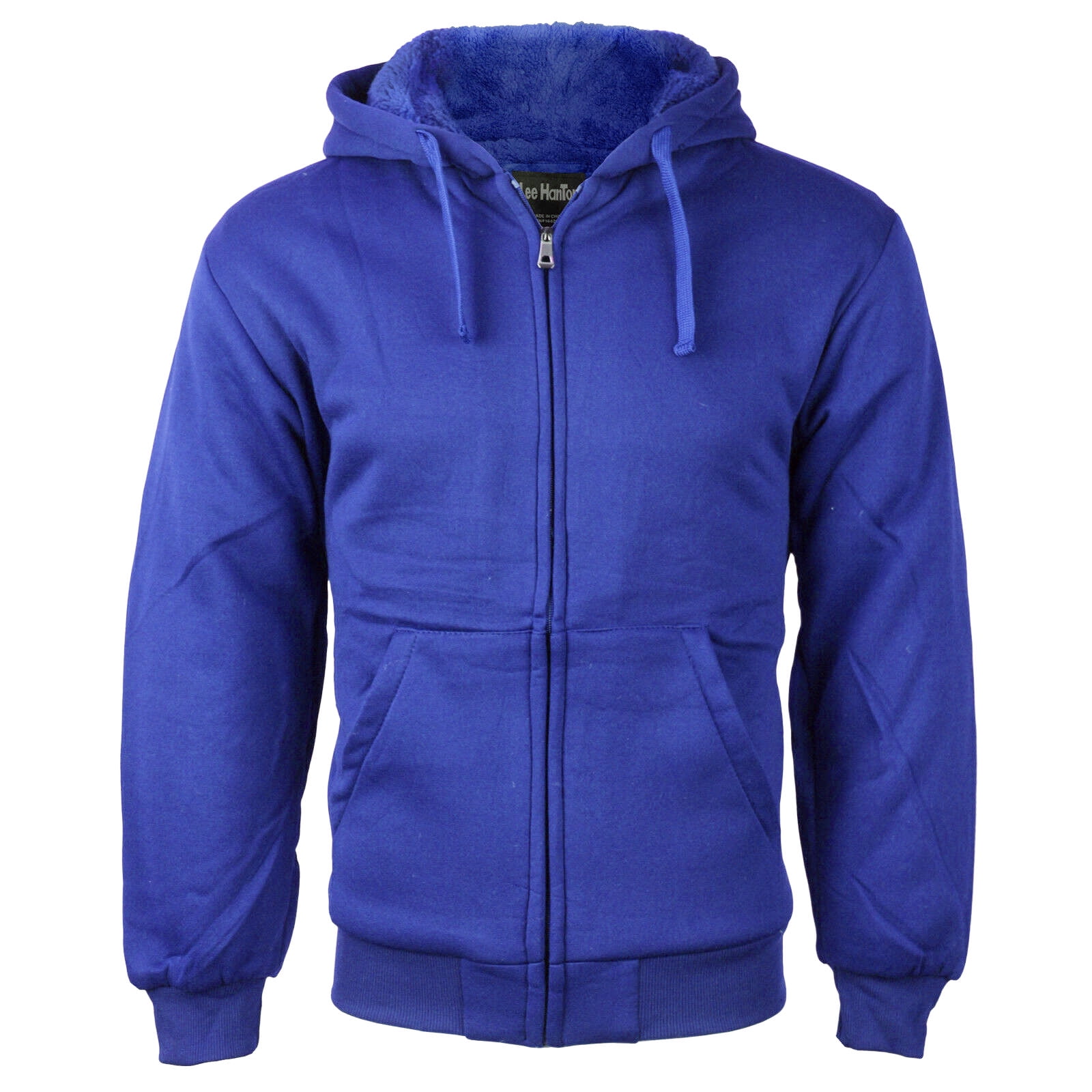 Men's Premium Athletic Soft Sherpa Lined Fleece Zip Up Hoodie Sweater  Jacket (Royal Blue, XL) 