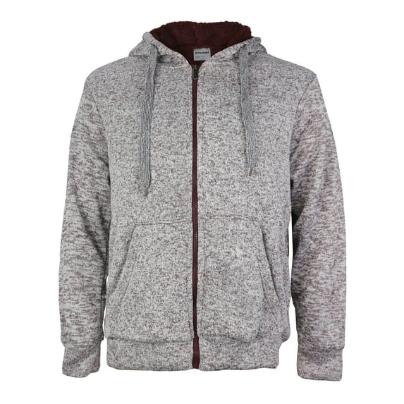 Men's Premium Athletic Soft Sherpa Lined Fleece Zip Up Hoodie Sweater Jacket (S&P (Burgundy), XL)