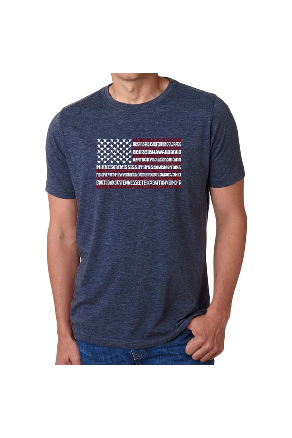 Men's Premium Blend Word Art T-shirt - 50 States USA Flag
