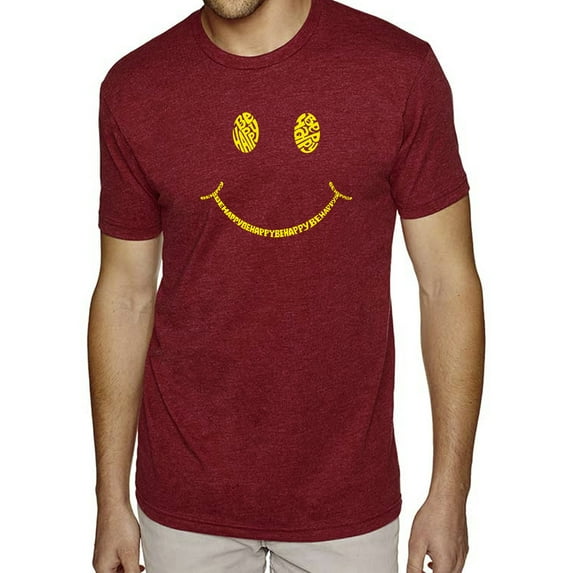 Men's Premium Blend Word Art T-shirt - Be Happy Smiley Face