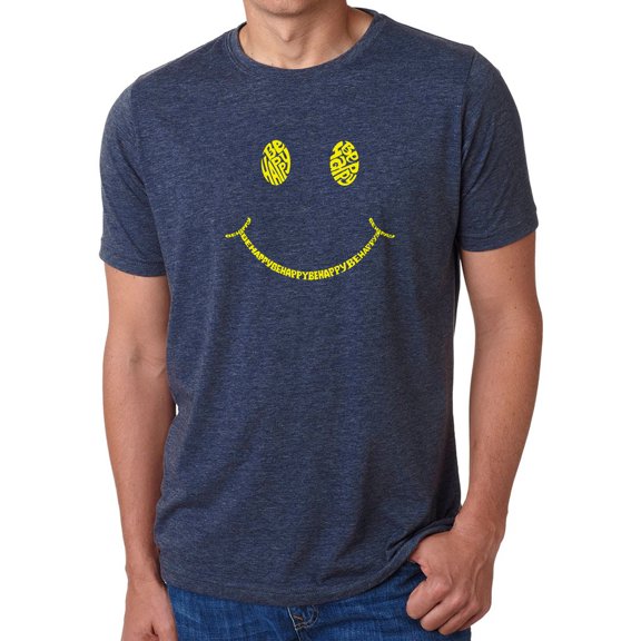 Men's Premium Blend Word Art T-shirt - Be Happy Smiley Face