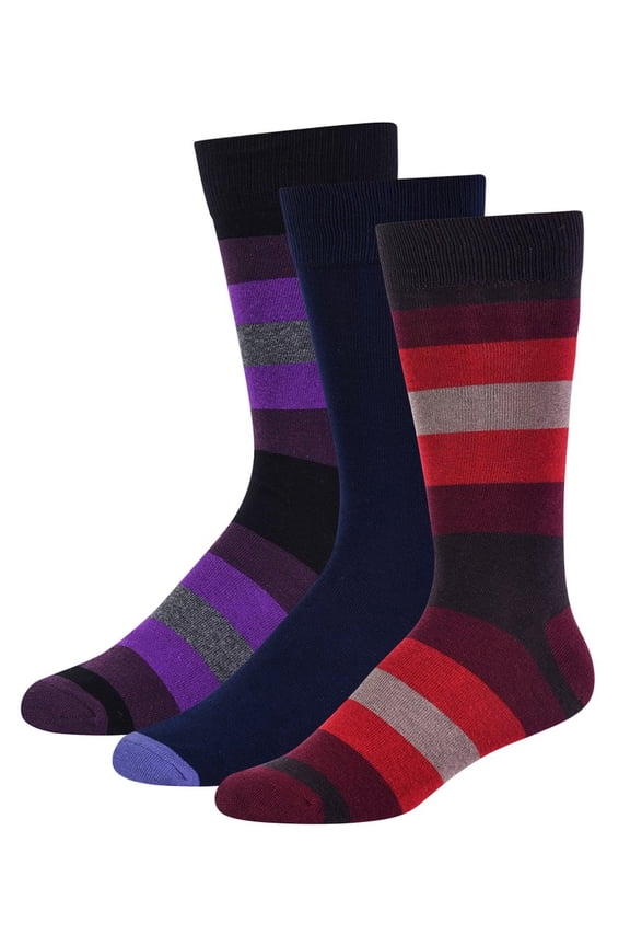 Men's Premium Classic Fashion Crew Socks Assorted Styles (3 Pairs - Rugby , 10-13)