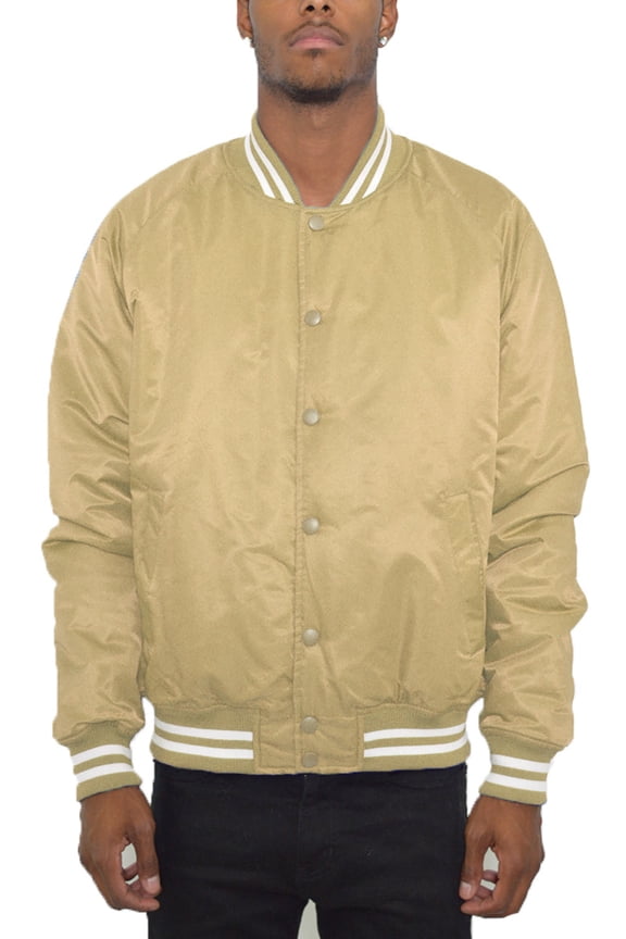 Men's Premium Classic Snap Button Baseball Letterman Varsity Bomber Jacket Windbreaker
