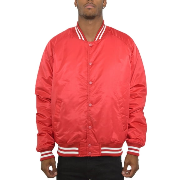 Men's Premium Classic Snap Button Baseball Letterman Varsity Bomber Jacket Windbreaker