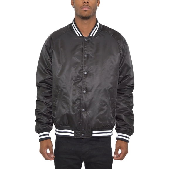 Men's Premium Classic Snap Button Baseball Letterman Varsity Bomber Jacket Windbreaker