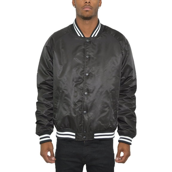 Men's Premium Classic Snap Button Baseball Letterman Varsity Bomber Jacket Windbreaker
