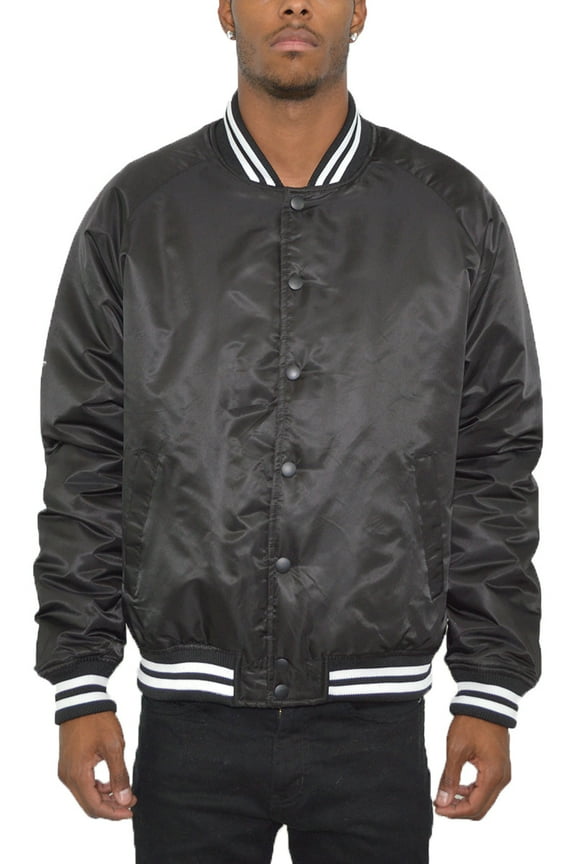 Men's Premium Classic Snap Button Baseball Letterman Varsity Bomber Jacket Windbreaker