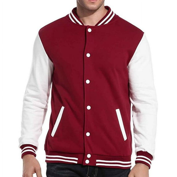 Men's Premium Classic Snap Button Vintage Baseball Letterman Varsity Jacket