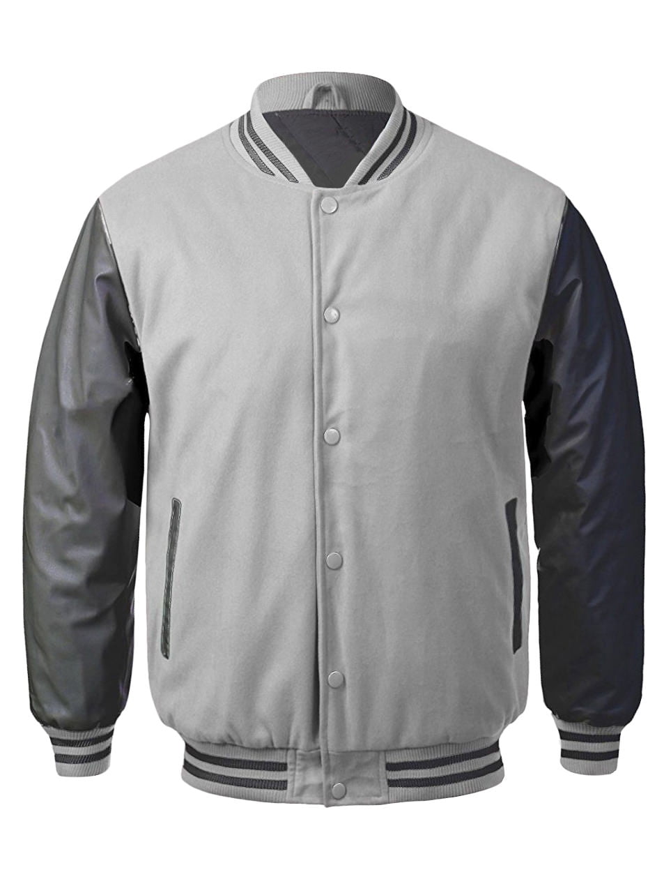 Maximos New Men's Premium Classic Snap Button Vintage Baseball Letterman Varsity Jacket (Pink White, M), Size: One Size