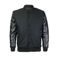 thumbnail image 1 of Men's Classic Snap Button Vintage Baseball Letterman Varsity Jacket (Black,S), 1 of 13