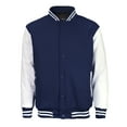 thumbnail image 1 of Men's Classic Snap Button Vintage Baseball Letterman Varsity Jacket (Navy White,XL), 1 of 2