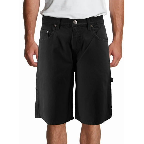 Men's Premium Cotton Baggy Fit Jorts Carpenter Denim Jean Shorts MADE IN USA (Black, 42)