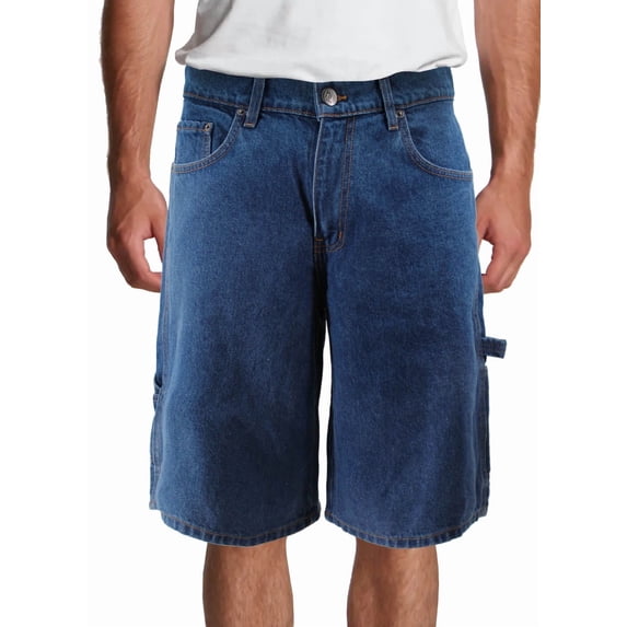 Men's Premium Cotton Baggy Fit Jorts Carpenter Denim Jean Shorts MADE IN USA (Medium Blue, 40)