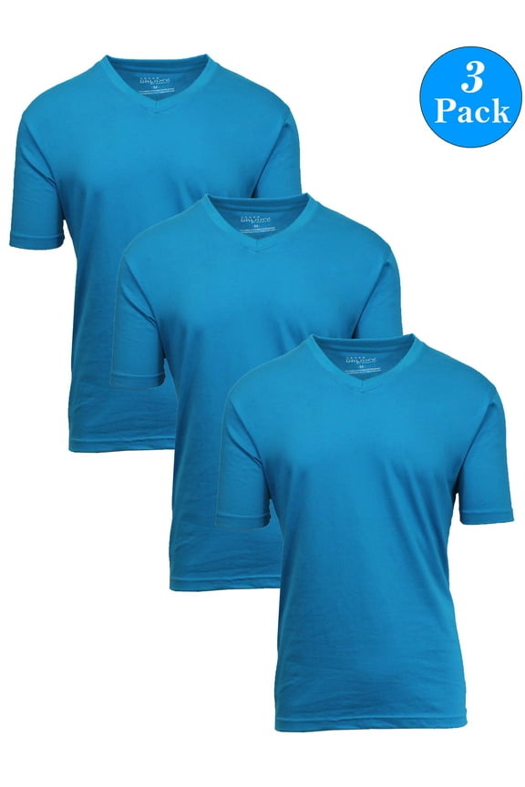 Men's Premium Cotton Blend Short Sleeve V-Neck Tees (3-Pack Extended Sizes)
