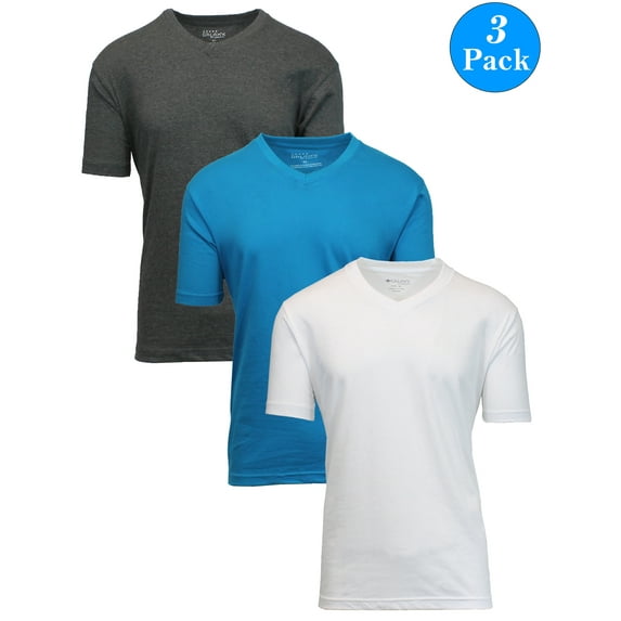 Men's Premium Cotton Blend Short Sleeve V-Neck Tees (3-Pack)
