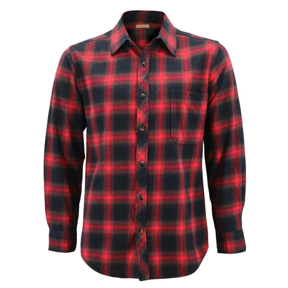 Men’s Premium Cotton Button Up Long Sleeve Plaid Comfortable Flannel Shirt (#10 - Red/Black/Brown, 3XL)