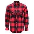 thumbnail image 1 of Men’s Premium Cotton Button Up Long Sleeve Plaid Comfortable Flannel Shirt (#3 - Red/Black, S), 1 of 2