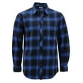 thumbnail image 1 of Men’s Premium Cotton Button Up Long Sleeve Plaid Comfortable Flannel Shirt (#7 - Blue/Black, L), 1 of 3