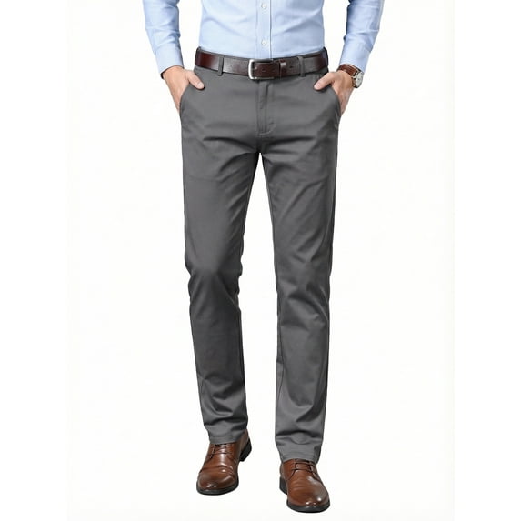 MEILIHUA Men's Premium Cotton Blend Dress Pants Business Casual Flat Front Tailored Straight Trousers